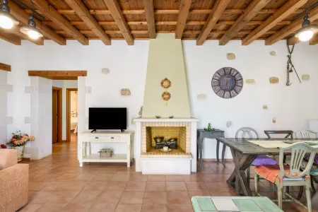  living room and fireplace