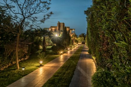  green patio at night