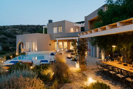  villa exterior at night