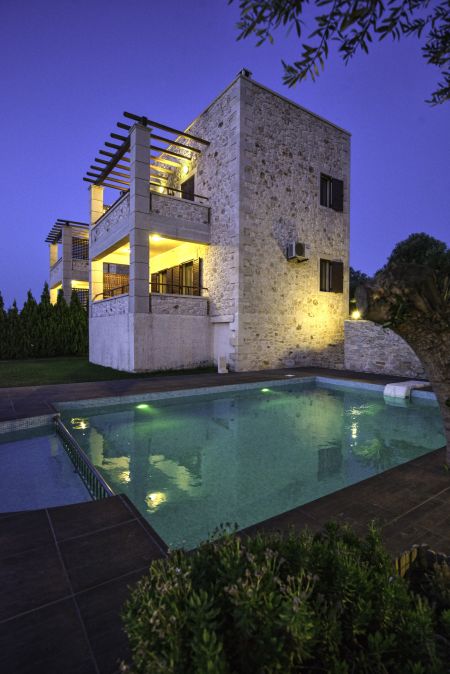  villa exterior at night