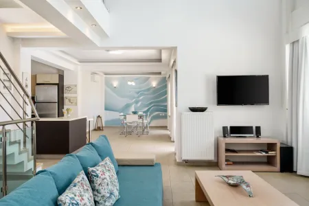  living room and dining area