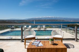 Part of the Sea Crete Villas holiday complex, Seafront 1 is an elegant new Greek villa in Tersanas, stylishly decorated and fitted with modern amenities for an exclusive, luxury vacation.