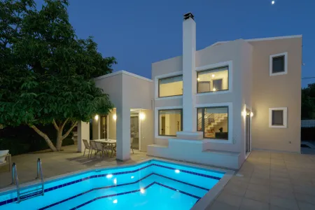  villa exterior at night