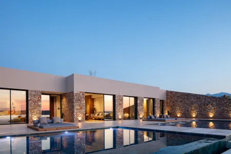 villa exterior at night