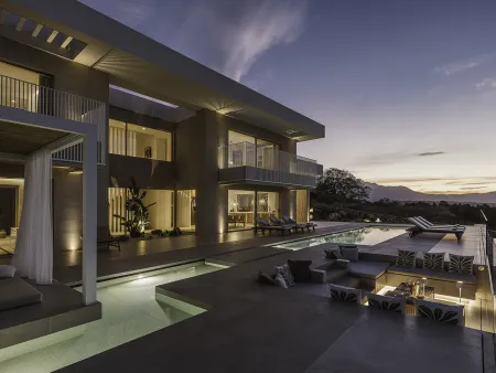  villa exterior at night