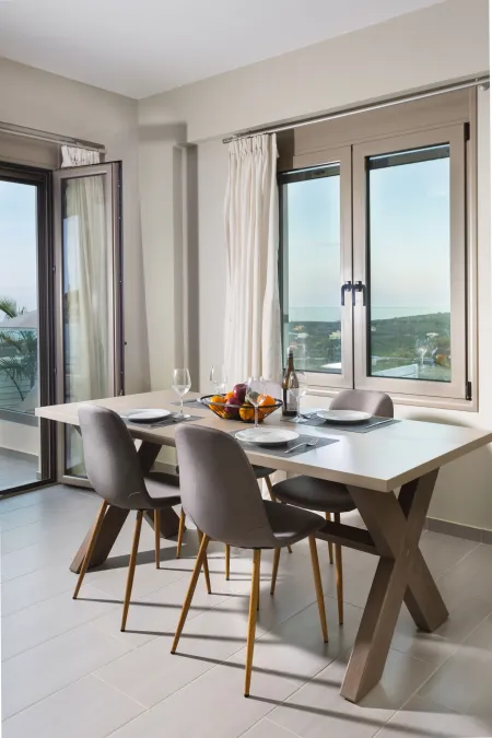 Dining area brightened by direct sunlight