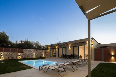  villa exterior at night