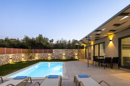  villa exterior at night