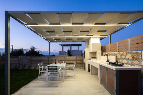  bbq and dining area at night