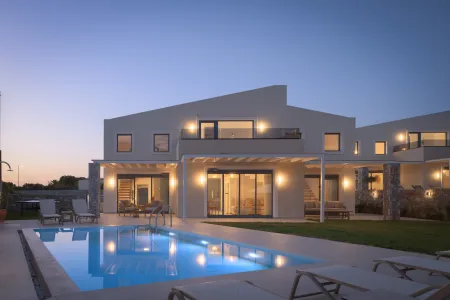  villa exterior at night