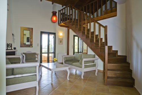 living room and stairs