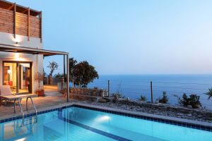 A newly renovated luxury villa overlooking the Mediterranean, fully equipped with modern amenities.