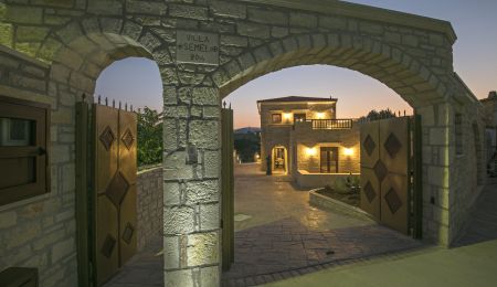  villa entrance, night