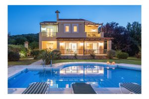 Seaview Elegant HillTop Dafni Villa with Pool, Garden Close to Beach, Town & Sights