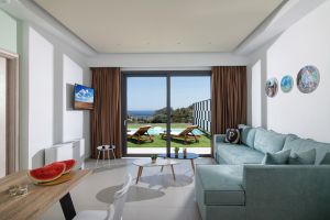 Minimalistic Vacation Hideaway Villa Manolis, Above Sea and Beach, with Amazing Views from a Cliff of Heraklion